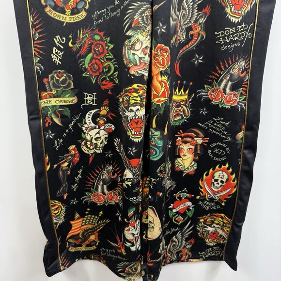 New Ed Hardy Shrunken Flashboard Tracksuit 2 Pc Crop Jacket Wide Leg Pants Y2K - Picture 9 of 16